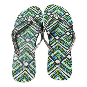 VERA BRADLEY Geometric Rubber Flip Flops~ Blue Green~Womens size L